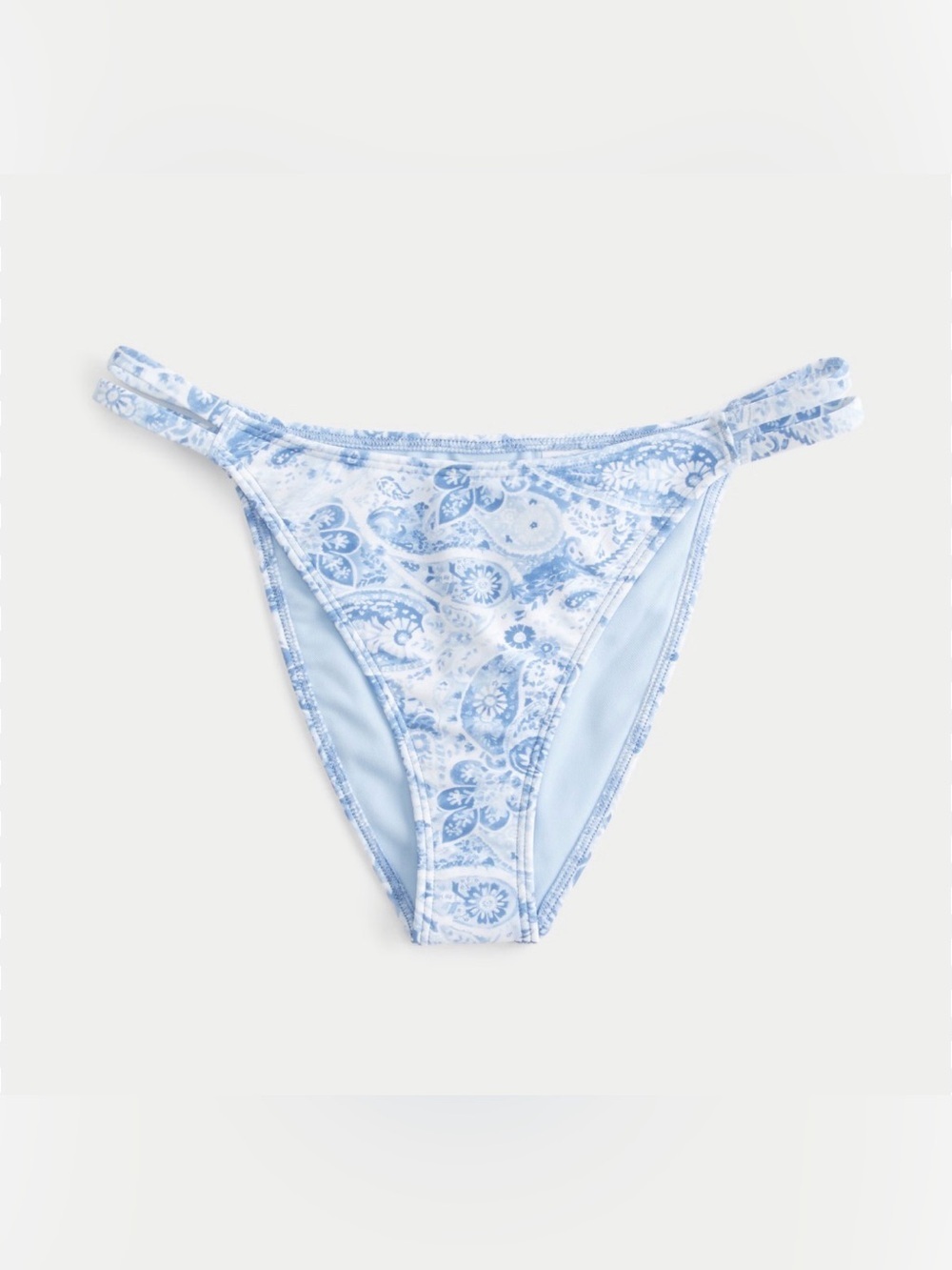 Hollister Double Strap Blue Paisley String Bikini Bottom - XL
